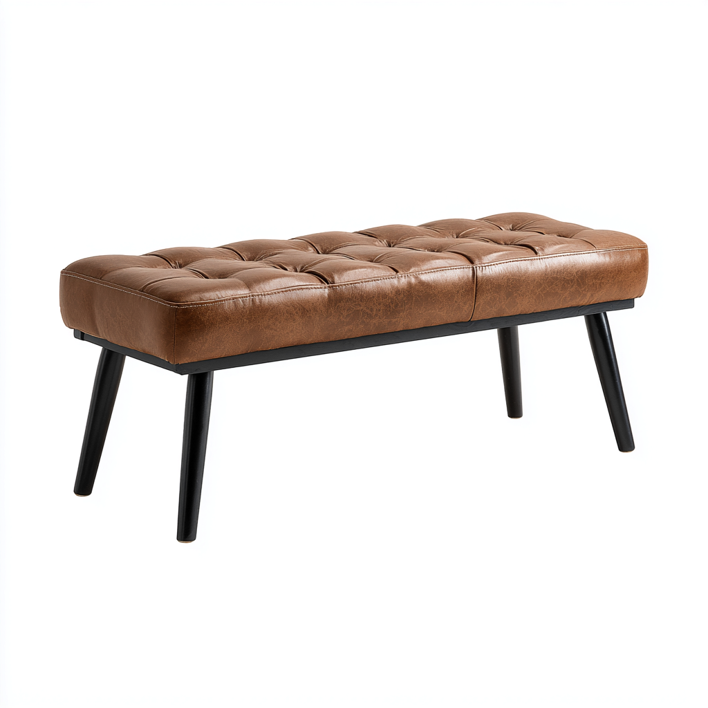 Banc de lit simili cuir 108x38x46 cm – marron – design moderne-Dengetmart