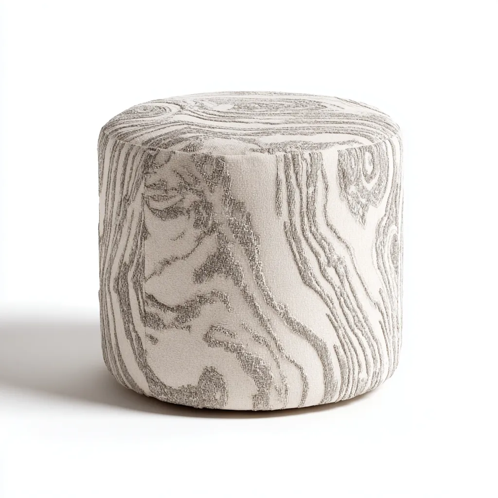 Pouf Polyester/Mousse 32x32x36 cm – Blanc/Gris – Style moderne-Dengetmart