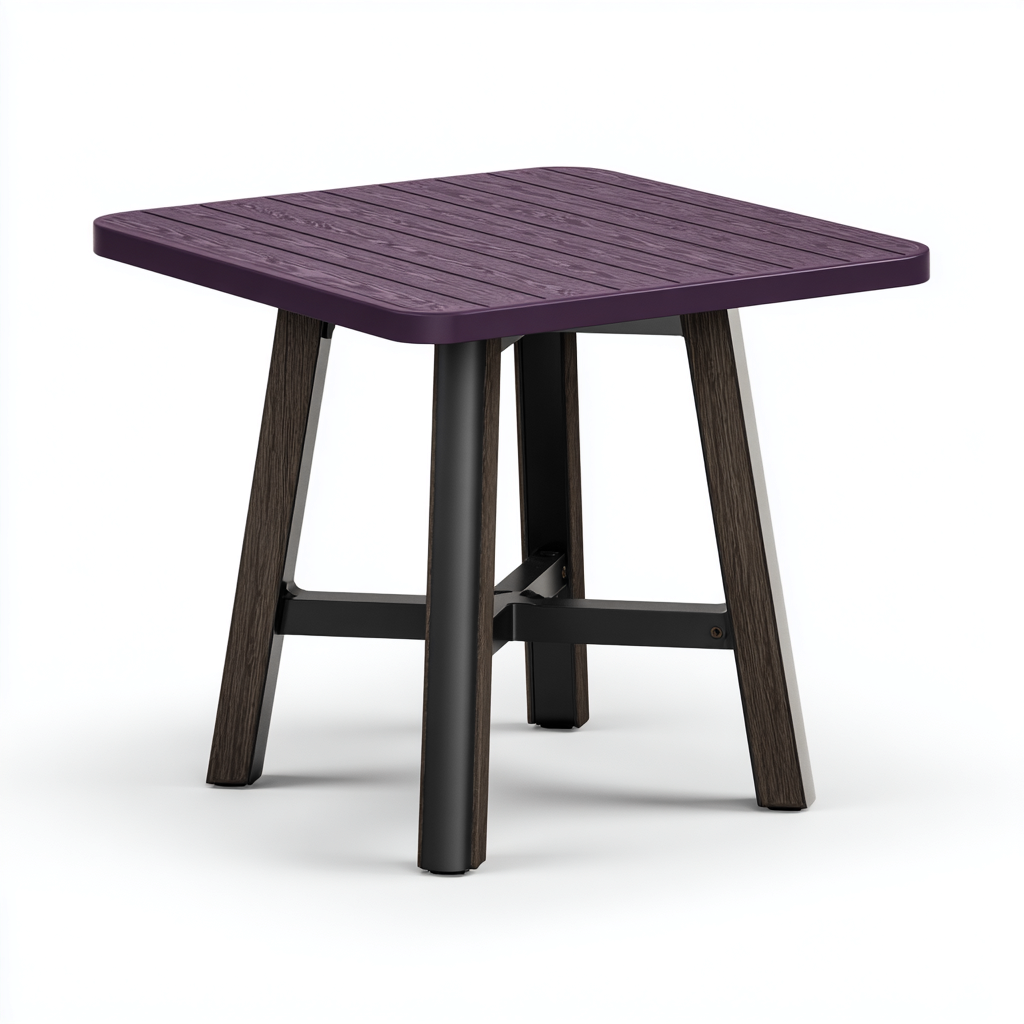 Table de jardin bois métal 60×60×72 cm – violet – adapté à l’extérieur – style moderne-Dengetmart