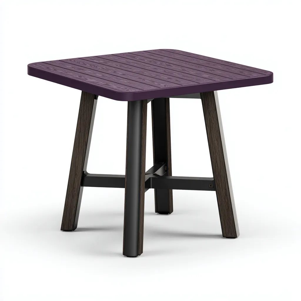 Table de jardin bois métal 60×60×72 cm – violet – adapté à l’extérieur – style moderne-Dengetmart