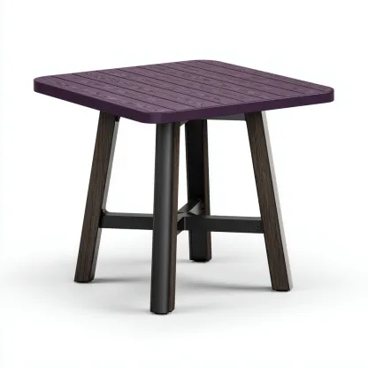 Table de jardin bois métal 60×60×72 cm – violet – adapté à l’extérieur – style moderne-Dengetmart