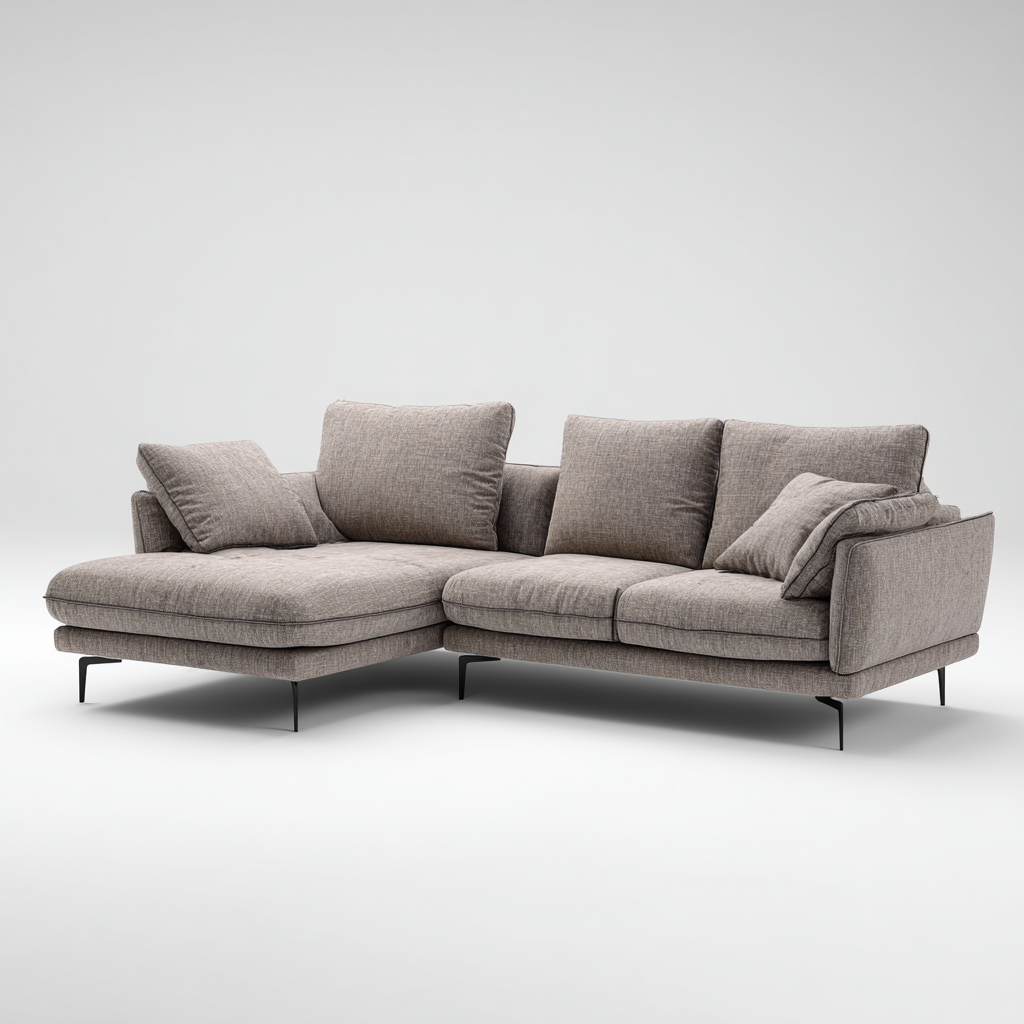 Canapé d’angle tissu 280×165×86 cm – beige – adapté au salon – style moderne-Dengetmart