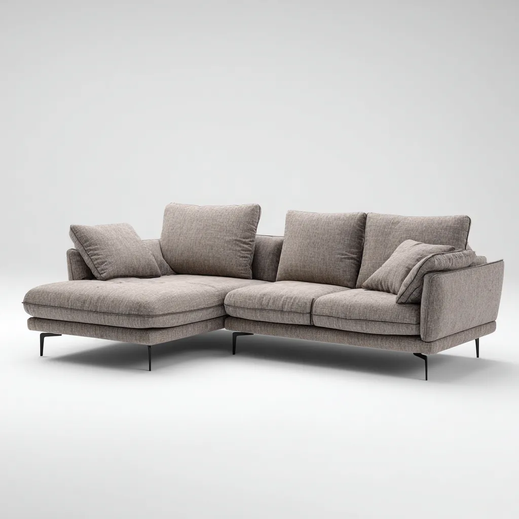 Canapé d’angle tissu 280×165×86 cm – beige – adapté au salon – style moderne-Dengetmart