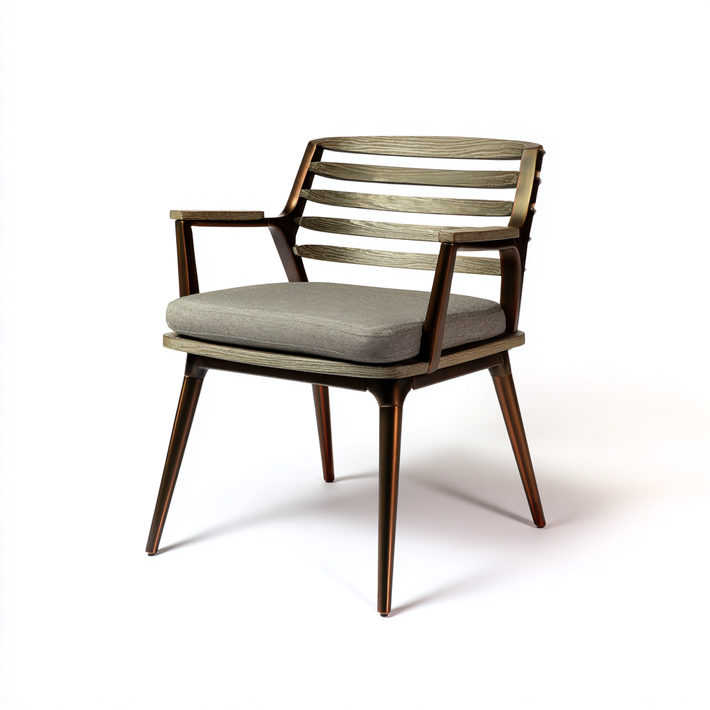 Chaise de jardin bois métal 56×58×84 cm – gris – adapté à l’extérieur – style moderne-Dengetmart