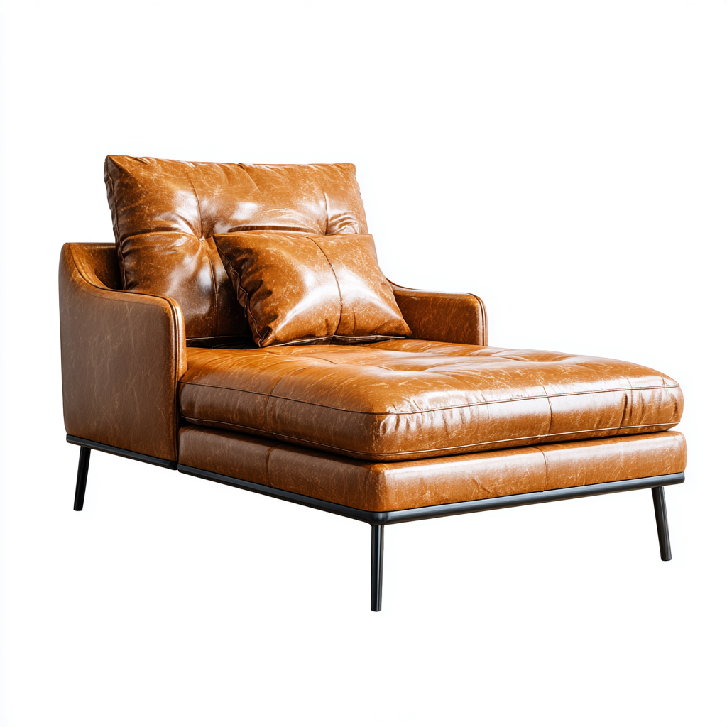 Chaise longue cuir 160×75×90 cm – marron – adaptée au salon – style moderne-Dengetmart