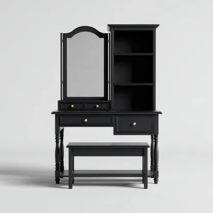 Coiffeuse bois composite 120x45x150 cm – noir – style classique fonctionnel-Dengetmart