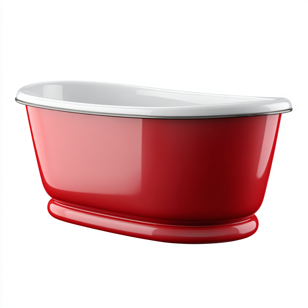 Baignoire acrylique 165x70 cm - rouge-blanc - design moderne-Dengetmart