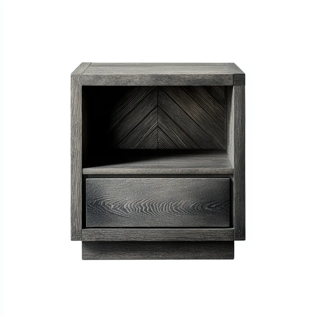 Table de chevet bois 45×35×55 cm – gris – style moderne-Dengetmart