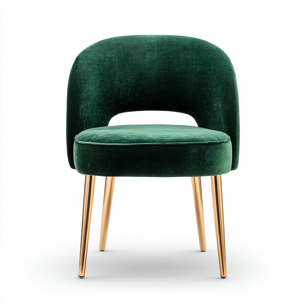 Chaise de salle à manger velours/mousse 48×50×80 cm – vert/or – adaptée à la salle à manger – style moderne-Dengetmart
