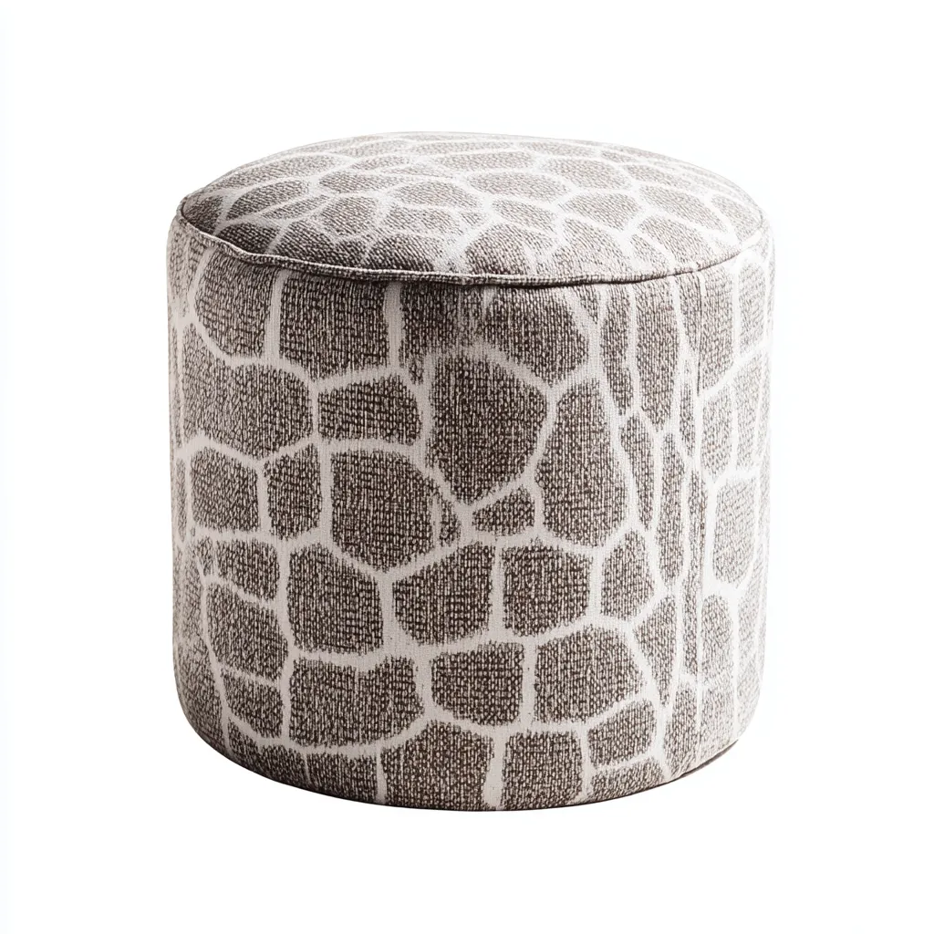 Pouf Tissu 40x40x45 cm – Gris/Blanc – Design moderne-Dengetmart