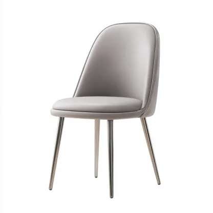 Chaise de salle à manger cuir/mousse 47×50×82 cm – gris/argent – adaptée à la salle à manger – style moderne-Dengetmart