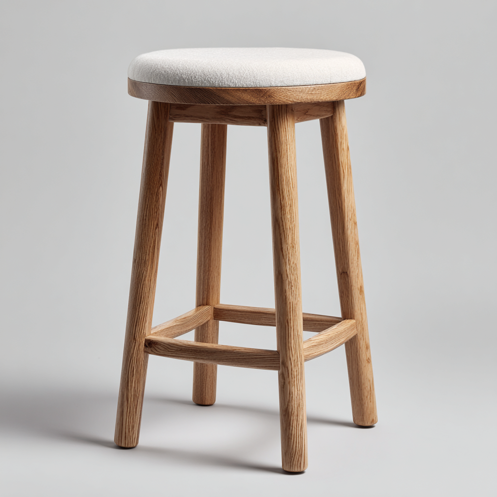 Tabouret de bar Bois/Tissu 35x35x75 cm – Chêne naturel/Blanc – Design moderne-Dengetmart