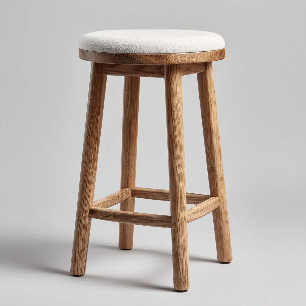 Tabouret de bar Bois/Tissu 35x35x75 cm – Chêne naturel/Blanc – Design moderne-Dengetmart