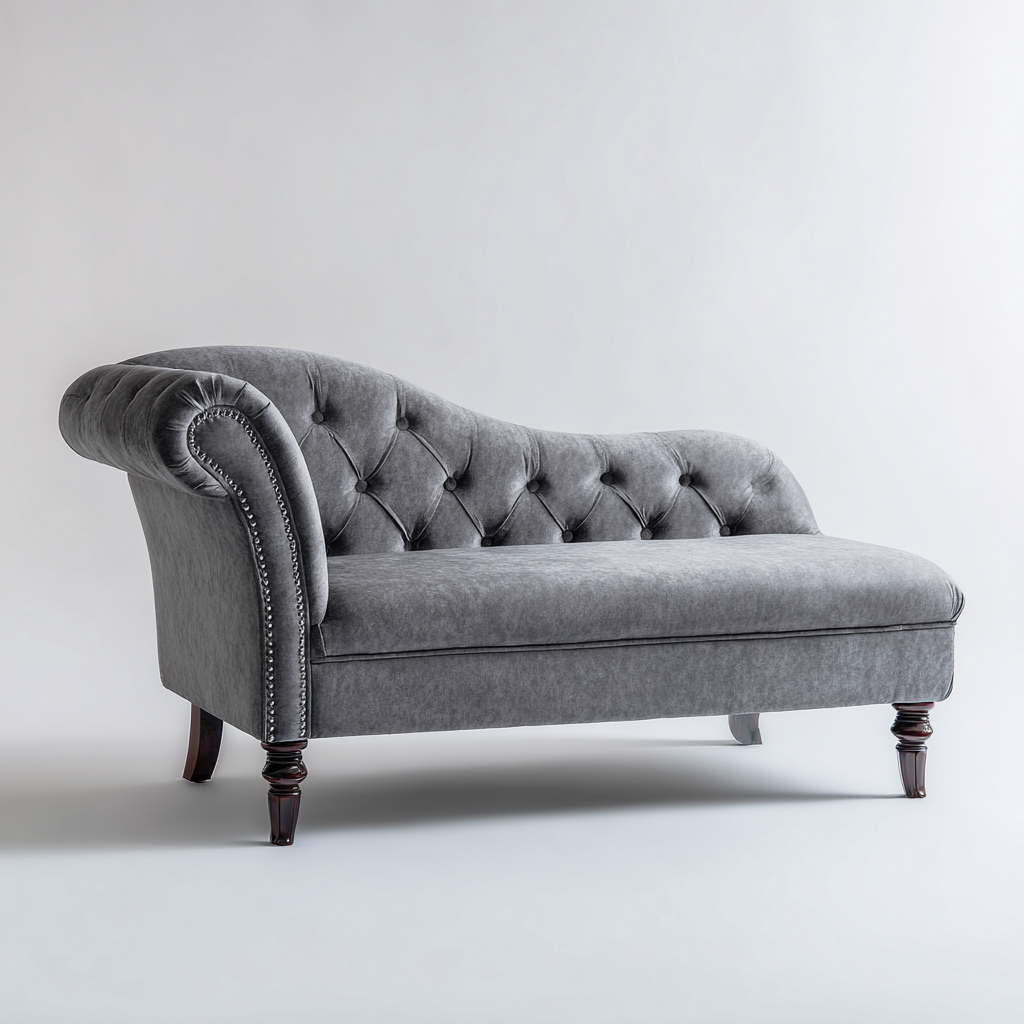 Chaise longue tissu 168×76×92 cm – gris – adaptée au salon – style classique-Dengetmart