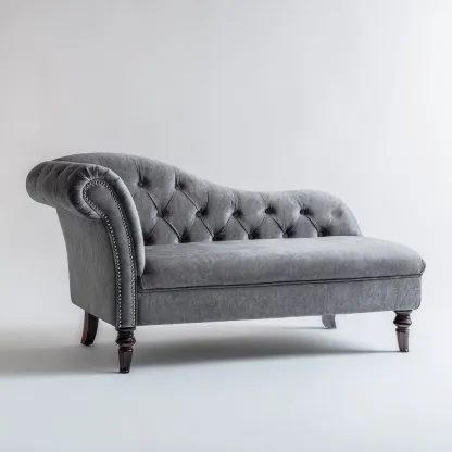 Chaise longue tissu 168×76×92 cm – gris – adaptée au salon – style classique-Dengetmart