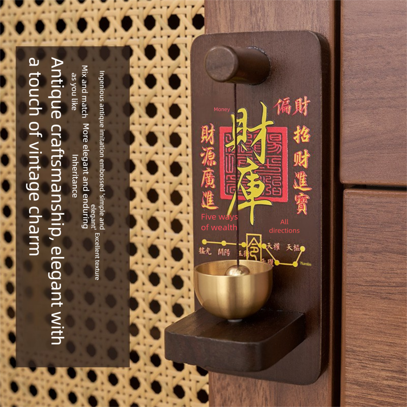 New decorative pendant brass solid wood magnetic doorbell for home entrance door decoration, copper bell for entry reminder