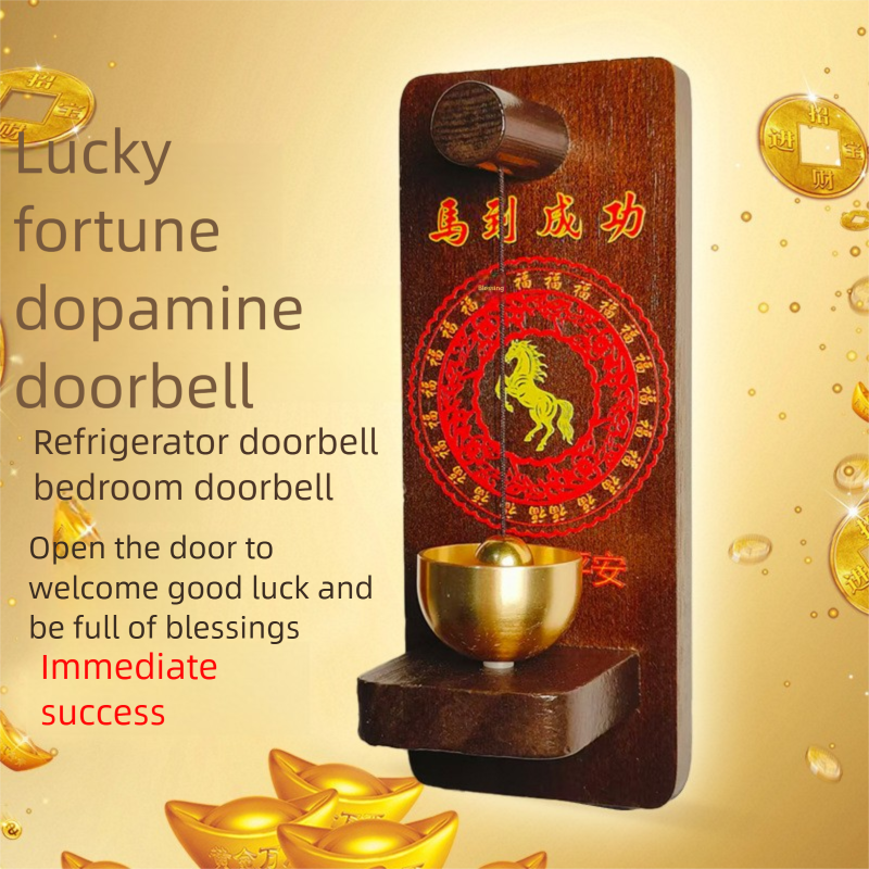 New decorative pendant brass solid wood magnetic doorbell for home entrance door decoration, copper bell for entry reminder