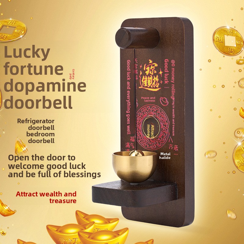 New decorative pendant brass solid wood magnetic doorbell for home entrance door decoration, copper bell for entry reminder