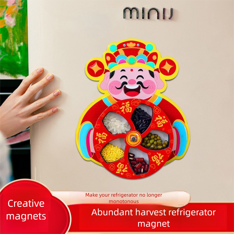 Dopamine Lion Dance Magnetic Doorbell New Year Entryway Decoration Copper Bell Refrigerator Sticker New Year Atmosphere Decoration Pendant