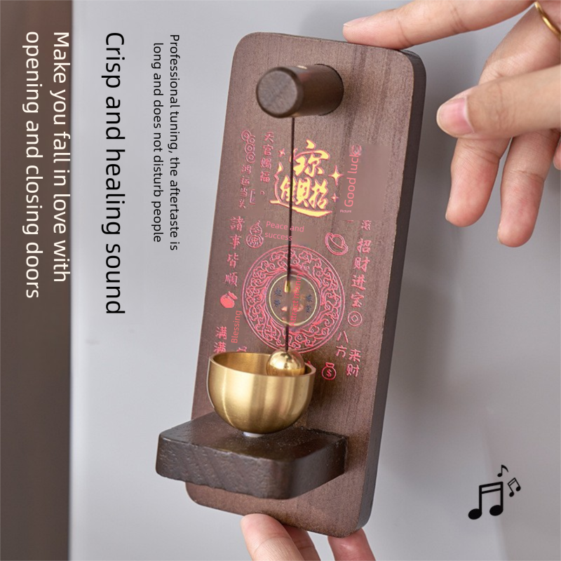 New decorative pendant brass solid wood magnetic doorbell for home entrance door decoration, copper bell for entry reminder
