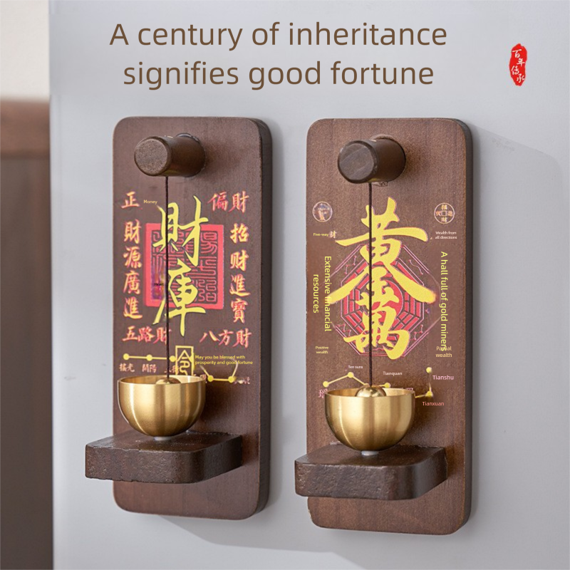 New decorative pendant brass solid wood magnetic doorbell for home entrance door decoration, copper bell for entry reminder
