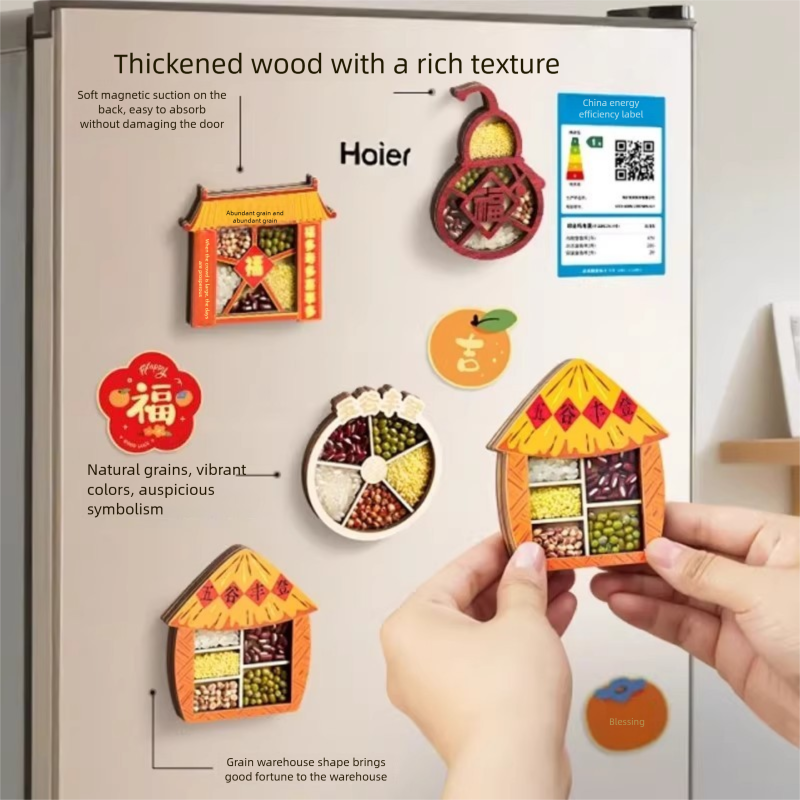 Auspicious Harvest Refrigerator Magnets, 3D Fortune God Magnetic Stickers, Creative Souvenir Decoration for Housewarming and Moving to a New Home