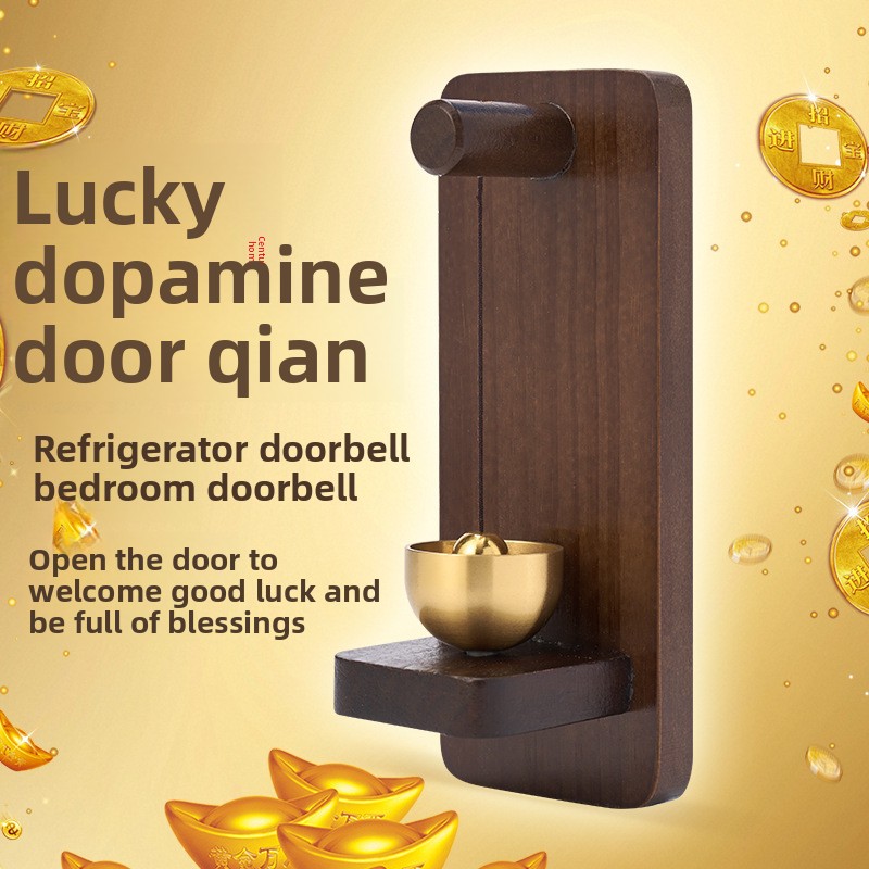 New decorative pendant brass solid wood magnetic doorbell for home entrance door decoration, copper bell for entry reminder