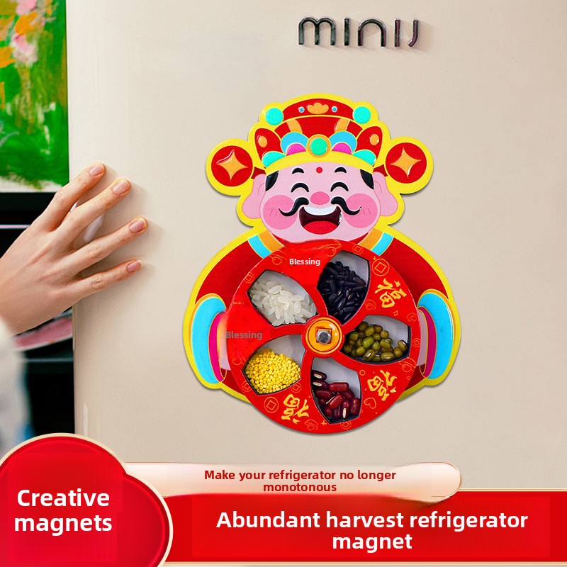 Dopamine Lion Dance Magnetic Doorbell New Year Entryway Decoration Copper Bell Refrigerator Sticker New Year Atmosphere Decoration Pendant