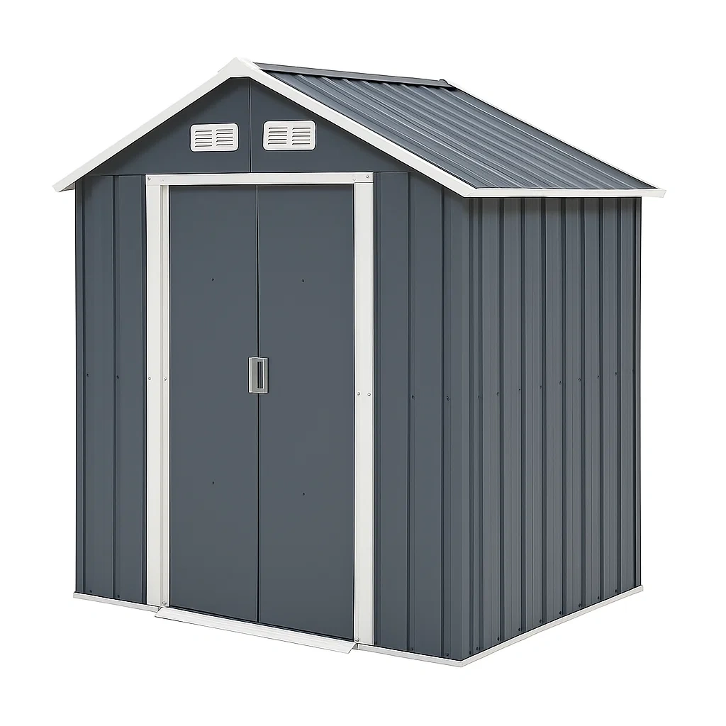 Capanno da esterno in acciaio con porta scorrevole e griglie di ventilazione-FURNICRAFTY