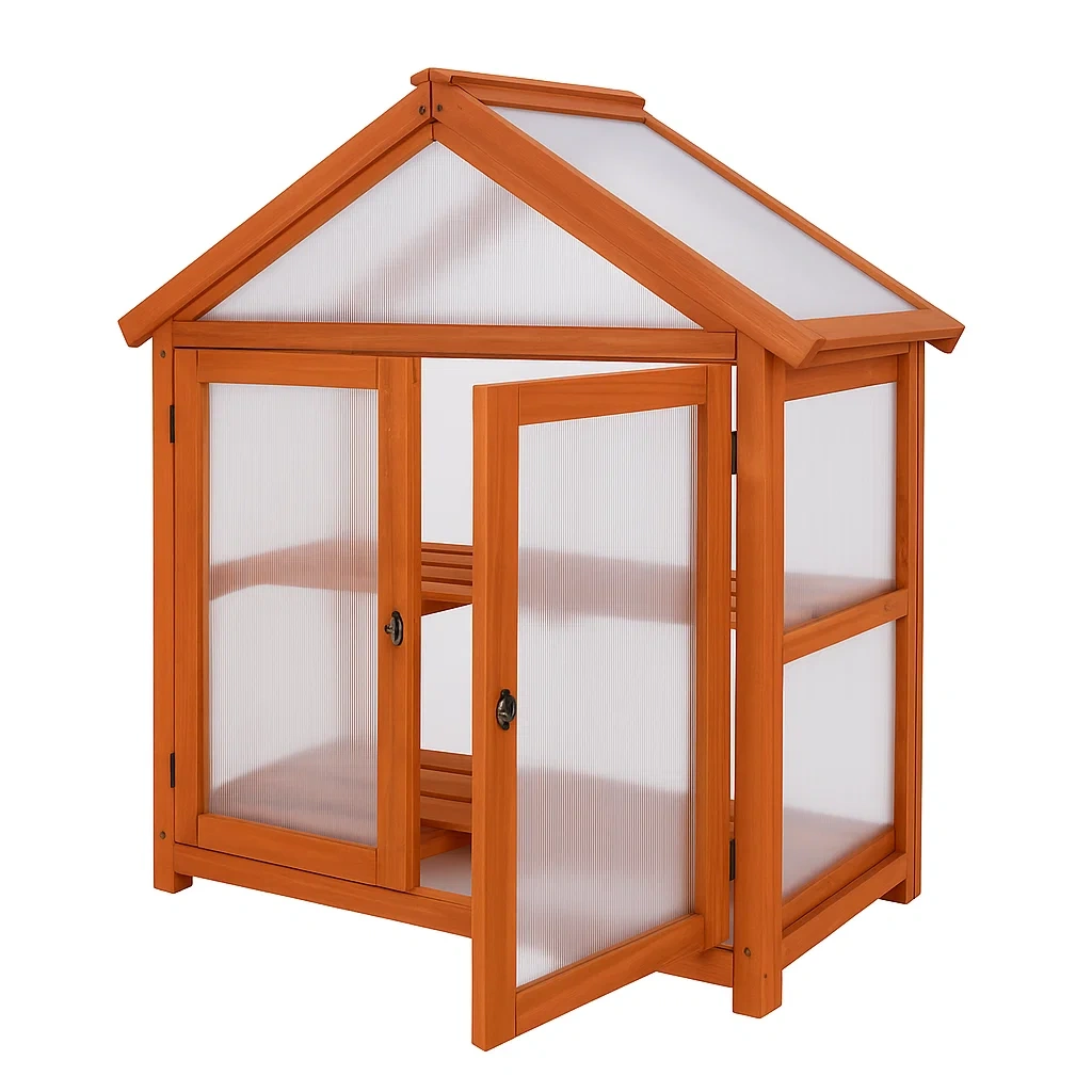 Serra da giardino in legno con pannelli in policarbonato-FURNICRAFTY