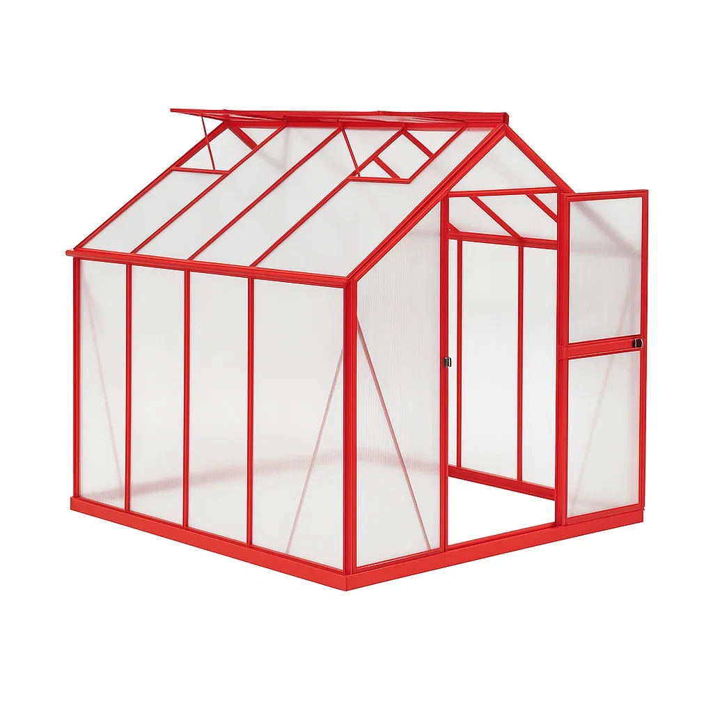 Serra da giardino in alluminio con pannelli in policarbonato per esterno 250x250x220 cm-FURNICRAFTY