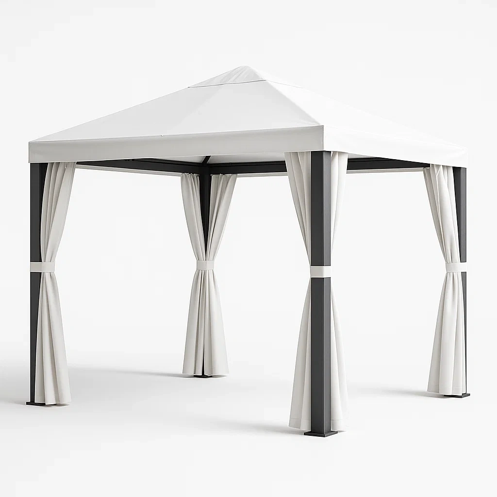 Gazebo quadrato 3x3m in acciaio con telo in poliestere Bianco-DREAMCRIBZZ