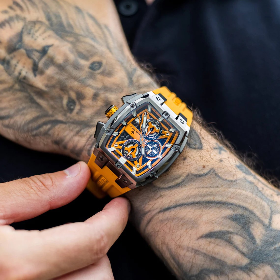 Polaris Chrono – Елегантен мъжки хронограф – Изгоряло оранжево