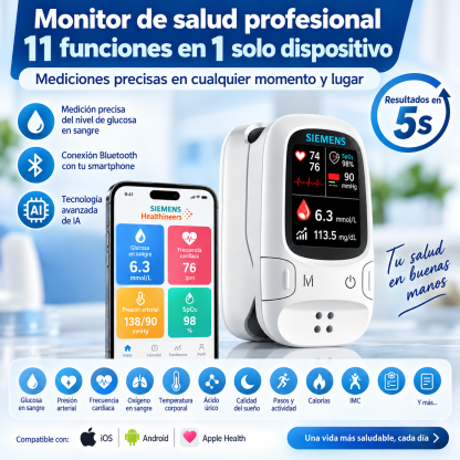 🩸 Medidor de glucosa sin pinchazos – Siemens | Control de glucosa sin dolor desde casa 📊