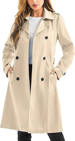 Damski trencz, elegancki, modny, prosty, wiatroszczelny, długi, uniwersalny, klasyczny, z paskiem