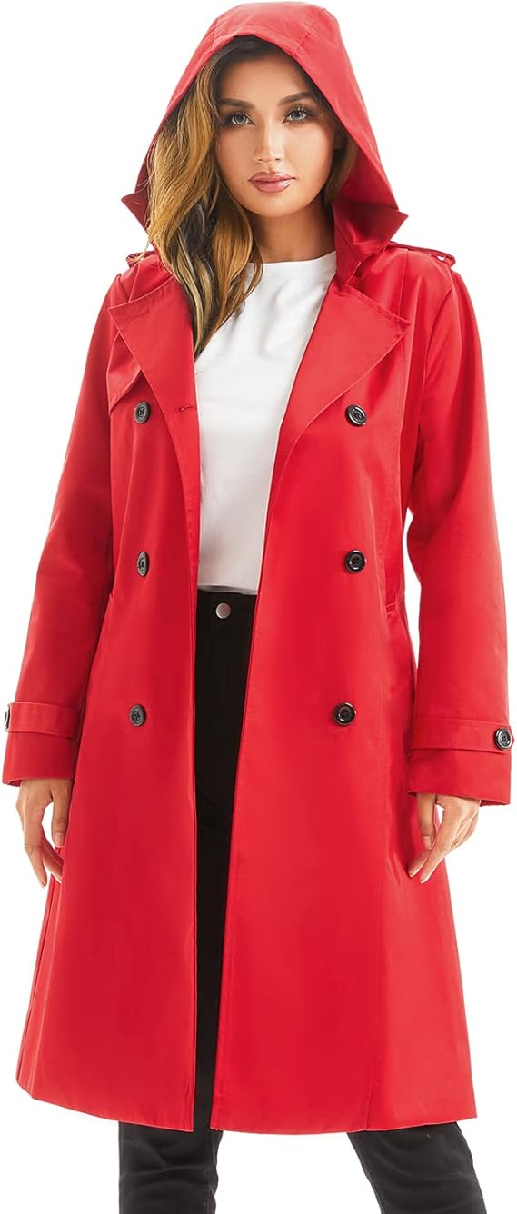 Damski trencz, elegancki, modny, prosty, wiatroszczelny, długi, uniwersalny, klasyczny, z paskiem