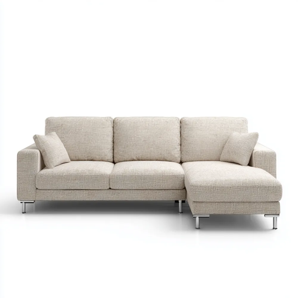 Divano angolare tessuto 250x150x85 cm – Beige – Design moderno