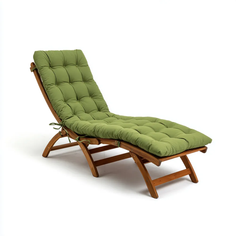 Lettino prendisole in legno con cuscino 195x60xregolabile cm – Verde – Design ergonomico