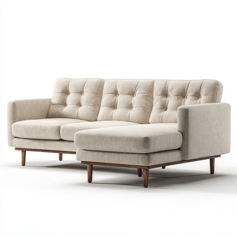 Divano angolare in tessuto 200x150x85 cm - Beige - Design contemporaneo