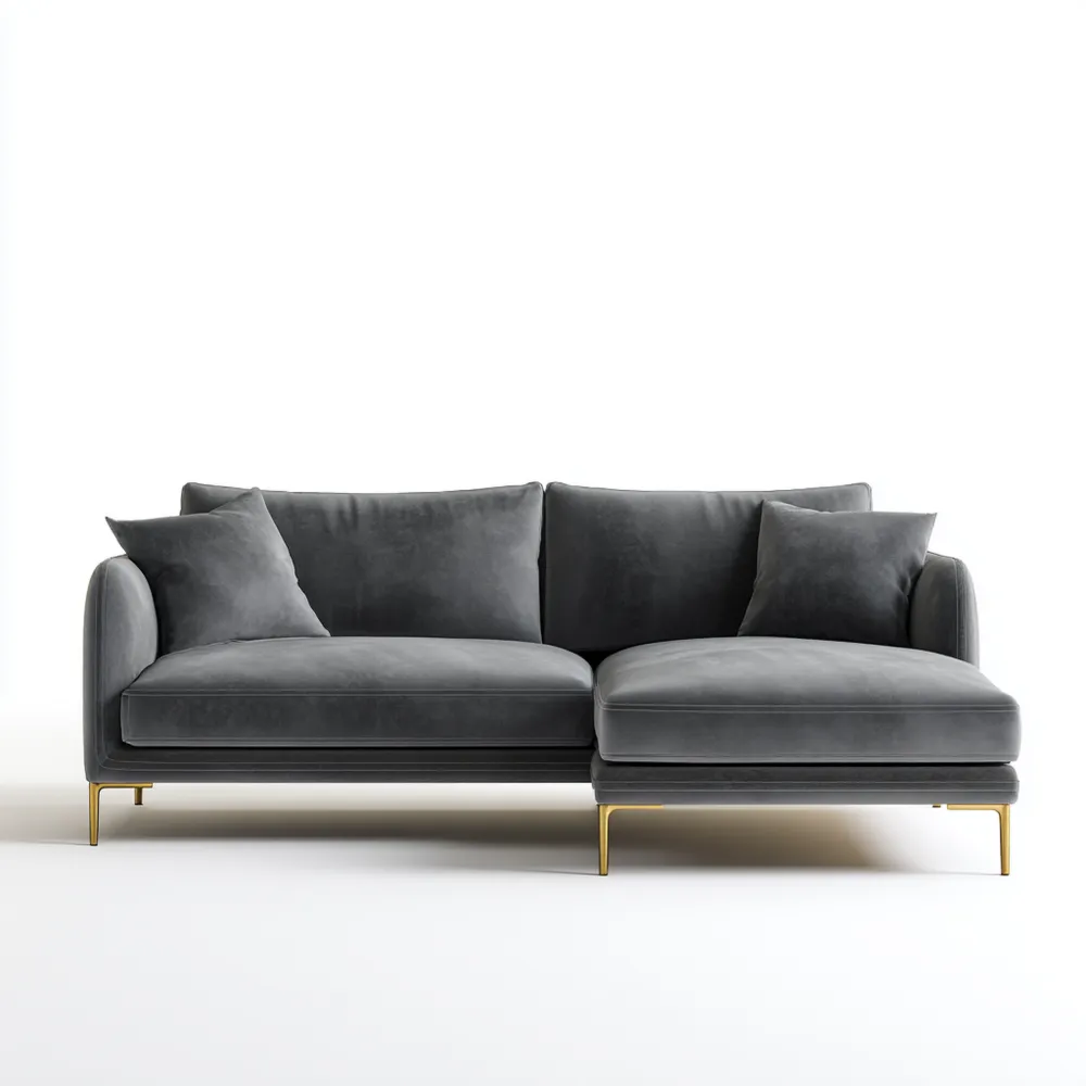 Divano angolare in velluto 210x85x85 cm - Grigio Scuro