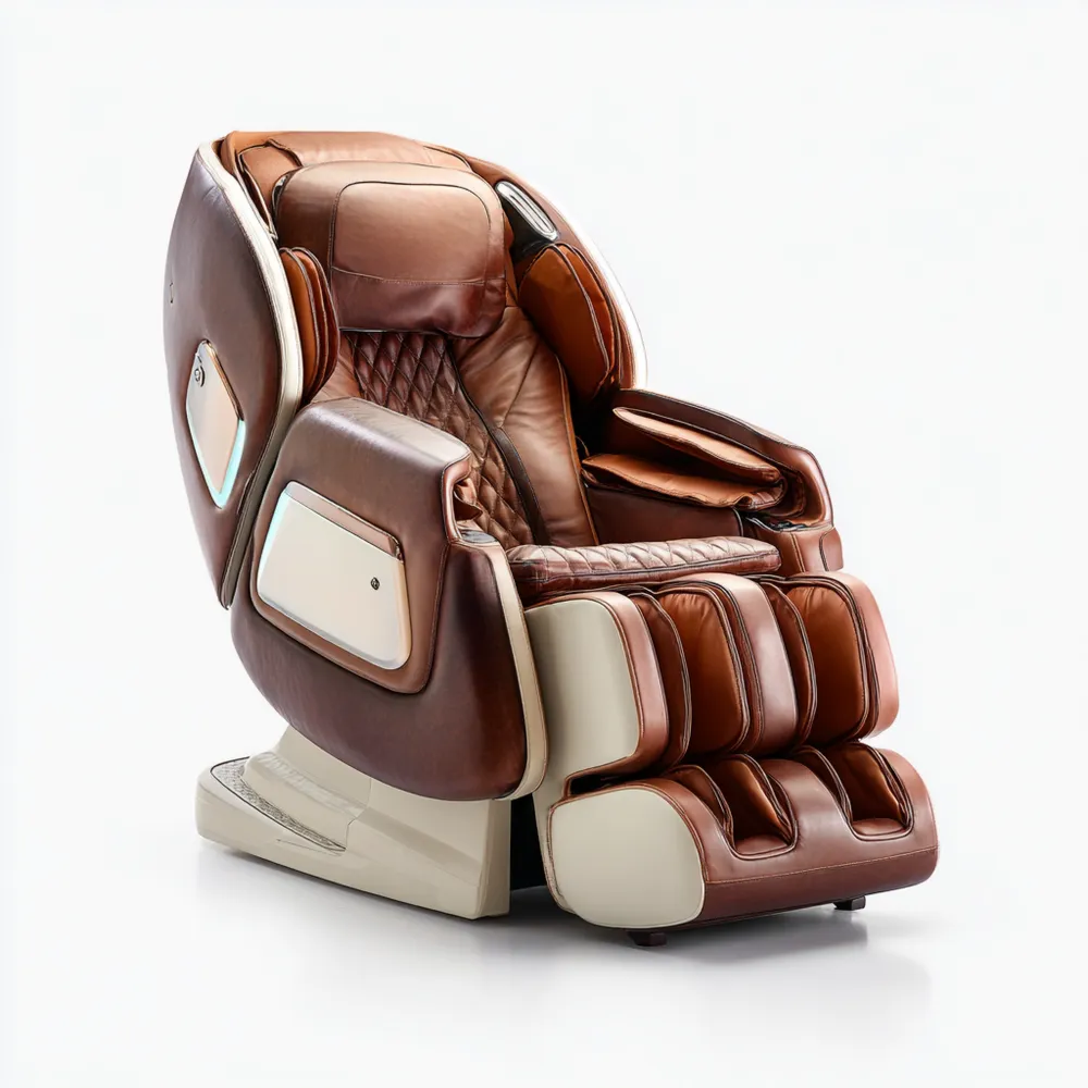 Poltrona massaggiante 75x110x125 cm - Pelle - Marrone/Beige - Design Ergonomico