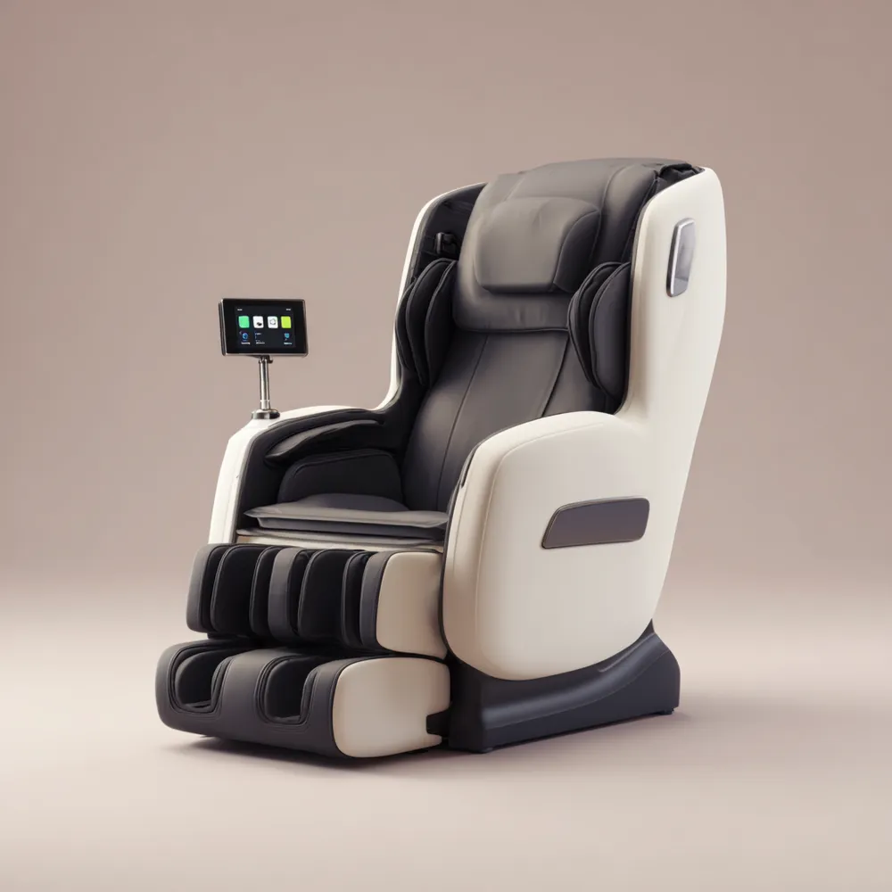 Poltrona massaggiante in pelle 120x80x90 cm - Design avanzato - Nero/Bianco