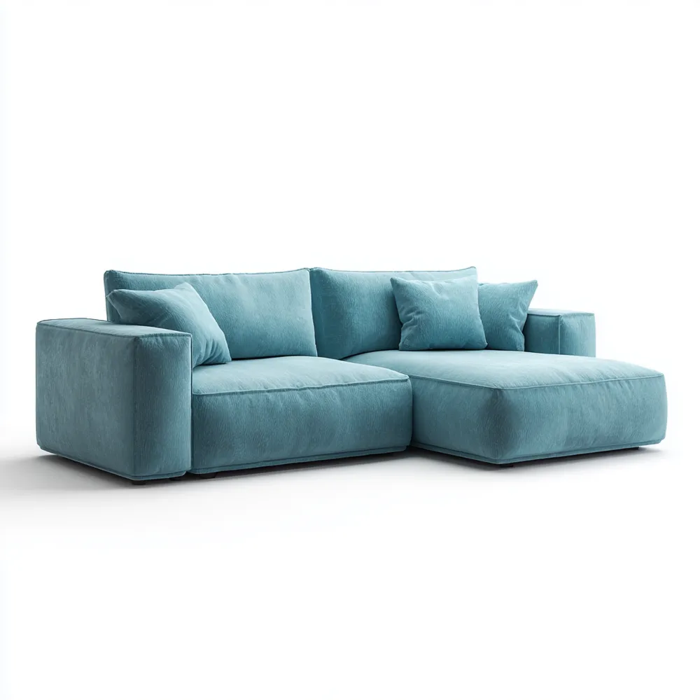 Divano Angolare in Tessuto 250x160x90 cm - Azzurro - Design Moderno