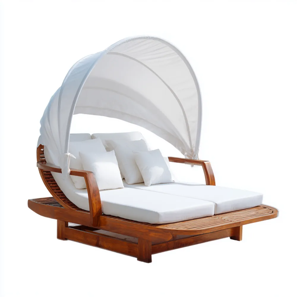 Lettino prendisole in legno 200x180x10 cm - Bianco - Design con Tettuccio