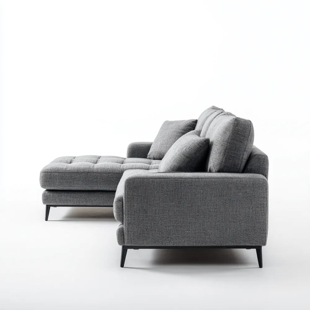 Divano angolare in tessuto 240x160x85 cm – Grigio – Design moderno