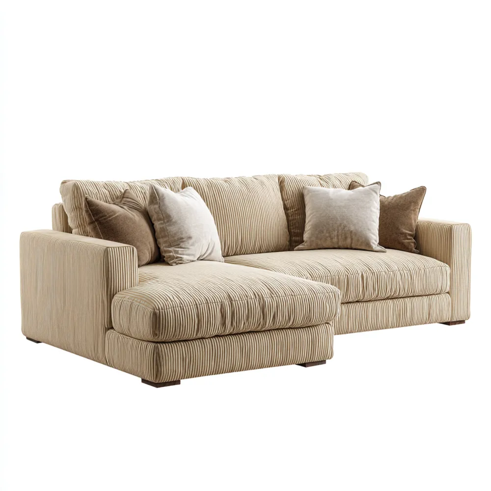 Divano angolare tessuto a coste 270x160x85 cm - Beige - Design moderno