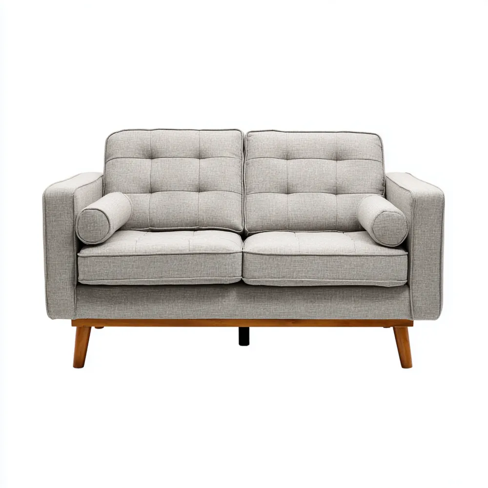 Canapé 2 places en Tissu 140x85x75 cm - Gris Clair - Design Moderne