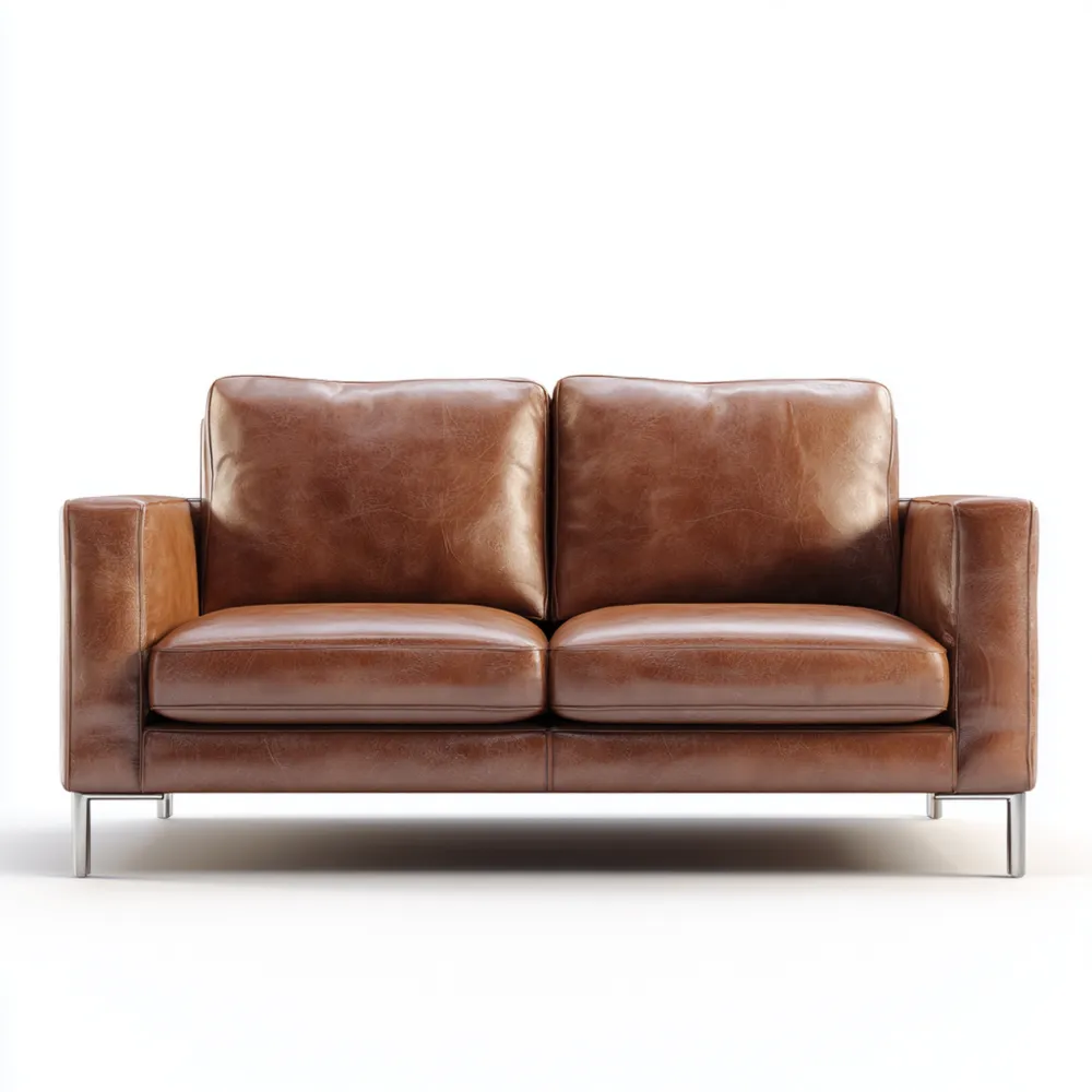 Canapé 2 places en cuir 150x85x70 cm - Marron - Design classique