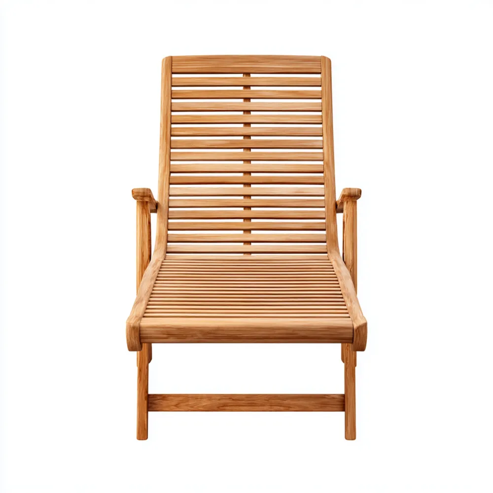 Chaise longue de jardin en bois de teck – 180x65x40 cm – Couleur Chêne Clair