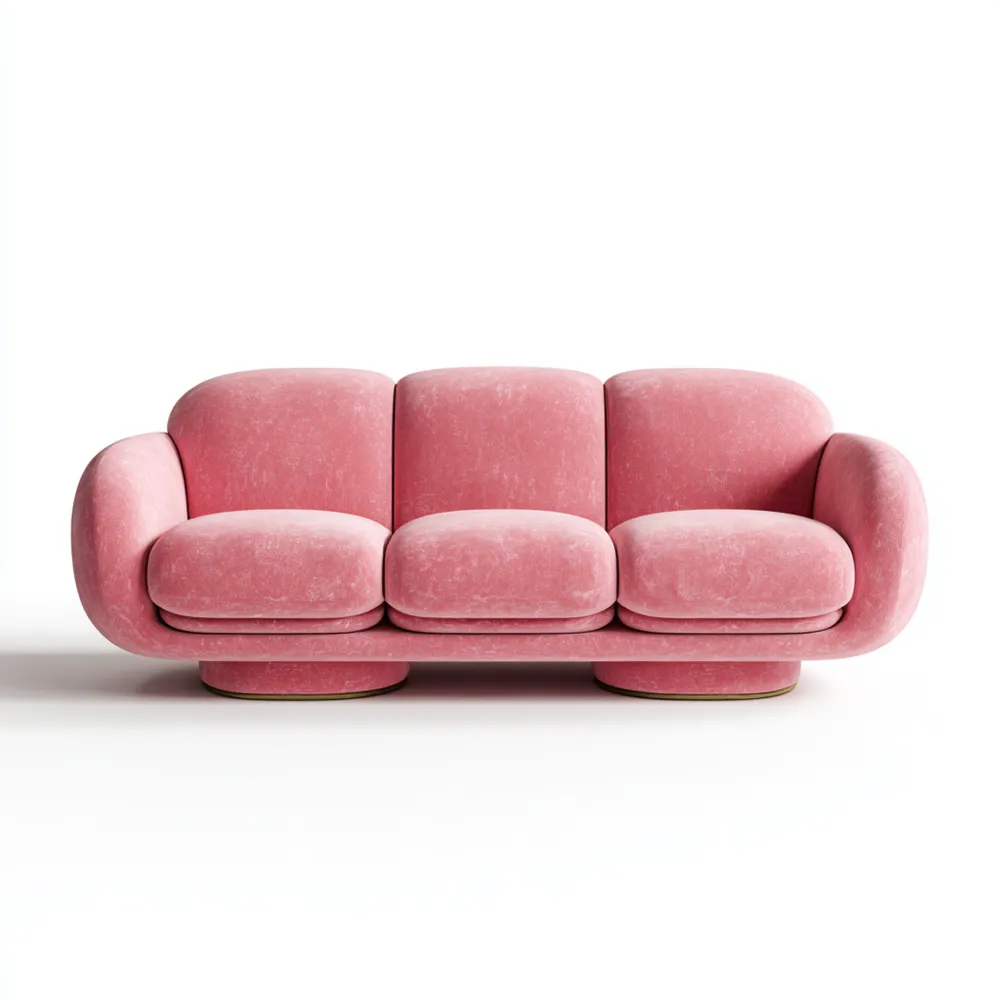 Divano a tre posti 200x90x85 cm Velluto Rosa Design Contemporaneo-Cozyhomelyx